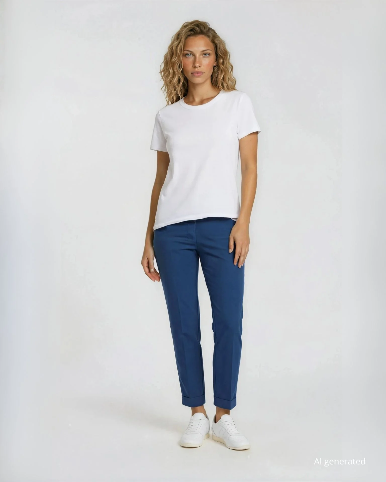 Pantalone a sigaretta con elastico e risvolti
